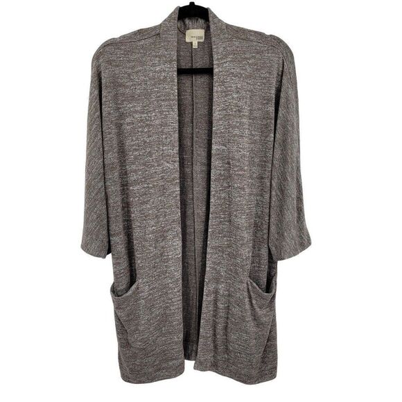 Wilfred Free Cardigan Longline Open Knit Spacedye Minimal Comfy Brown Non Itch M - Picture 1 of 13